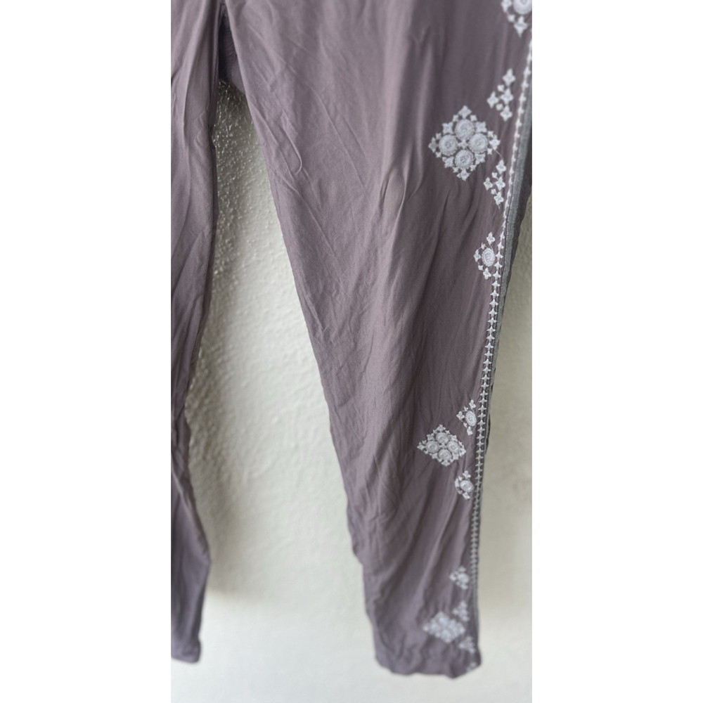 Sundance Tone It Up Embroidered Pull On Pants Taupe Medium Boho Resort Coastal - Picture 6 of 11